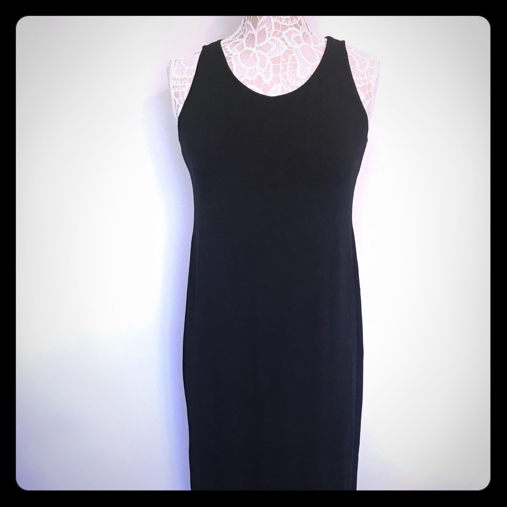 EILEEN FISHER BLACK MIDI DRESS S